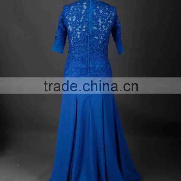 RSE674 Elegant Lace Vintage Royal Blue Mother Of The Bride Evening Dresses photo-2