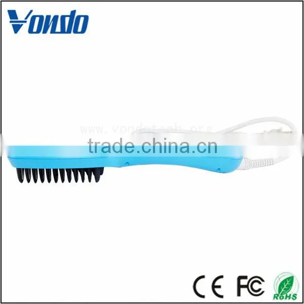 Customized Logo 2 IN 1 Electric Brush Hair Straightener Blue photo-3
