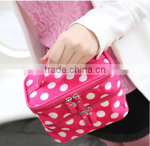 New Style Cute Dot Cosmetic Pouch For Travel With Handle photo-2