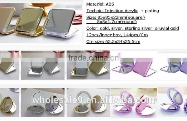 Plating Gold Silver Folding Portable Pocket Mirror photo-2