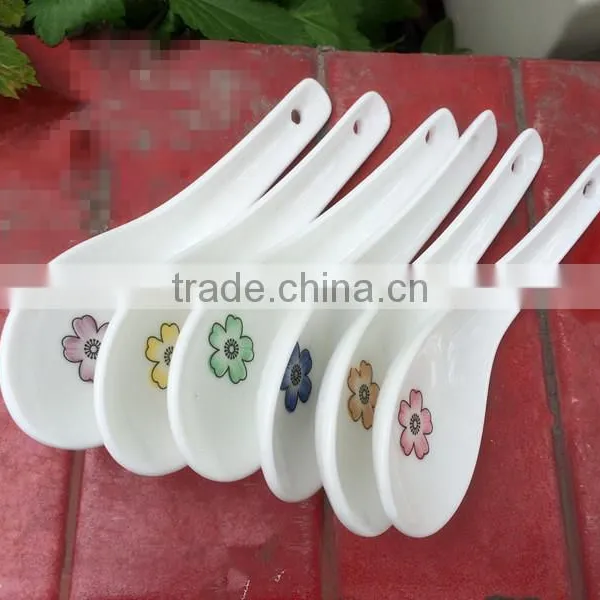 SP-1541 Haonai Flower Decal Ceramic Spoon, Ceramic Soup Spoon photo-4