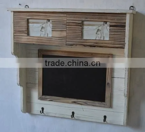 Antique Wooden Wall Shelf With Drawers & Hangers photo-2