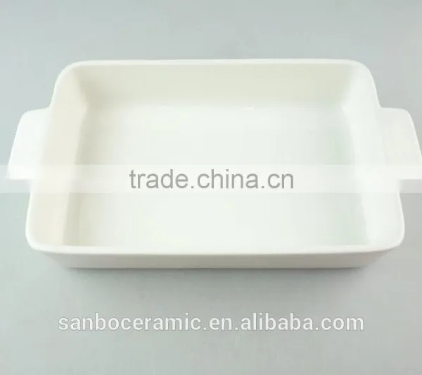 Stock White Ceramic Bakeware With Two Ears, Ceramic Bake Plate With Good Quality photo-2