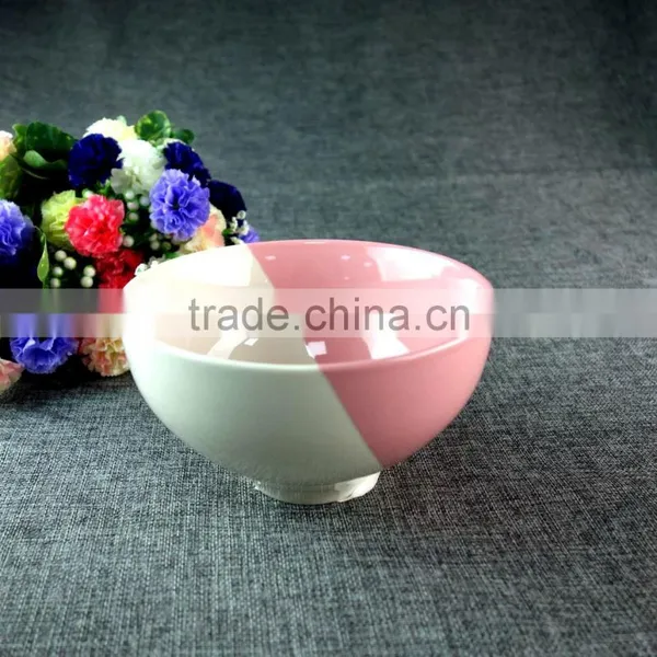 Japanese Style Cute Pink and White Mosaic Ceramic Ice Cream Serving Bowl photo-2