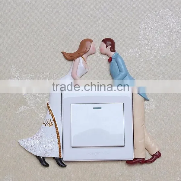 Wedding Theme Relief Wall Decor Resin Switch Sticker for Sale photo-6