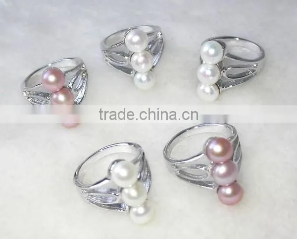 Three Pearls Stainless Rings Tihatian Pearl Ring photo-2