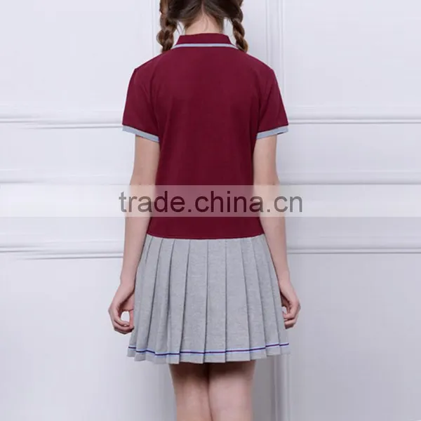 2017 New Summer Dress Pleated Skirt School Girls Stitching Wind Movement Custom Student Uniform photo-6