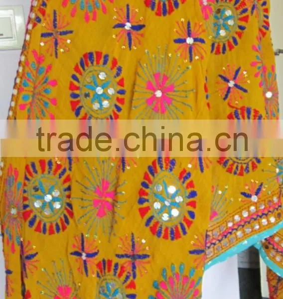 Yellow PHULKARI GEORGETTE DUPATTA SHAWL Stole photo-5
