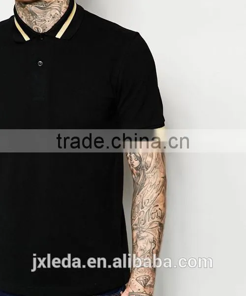 High Quality Casual Fit Men Black Pique Polo Shirt Manufacturer in China photo-3