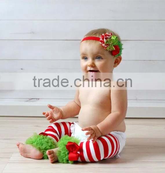 Wholesale Kids Baby Stripe Leg Warmers Christmas Baby Double Ruffle Leg Warmers photo-4