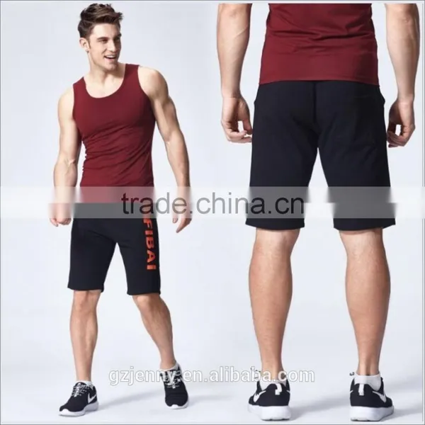 China Guangzhou Custom Logo Silk Screen Printing Shorts Black Cotton French Terry Running Outdoor Sweat Men Shorts photo-3