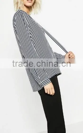 Runwaylover EY2352B 2017 Ladies Fashion Deep V-Neck Stripe Blouse photo-2