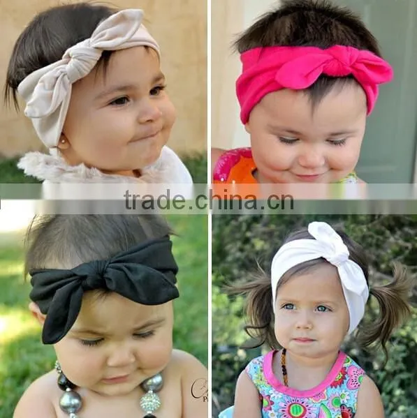 Solid Color Bow Style Cotton Kids Headband, Kids Cotton Fabric Headband photo-2