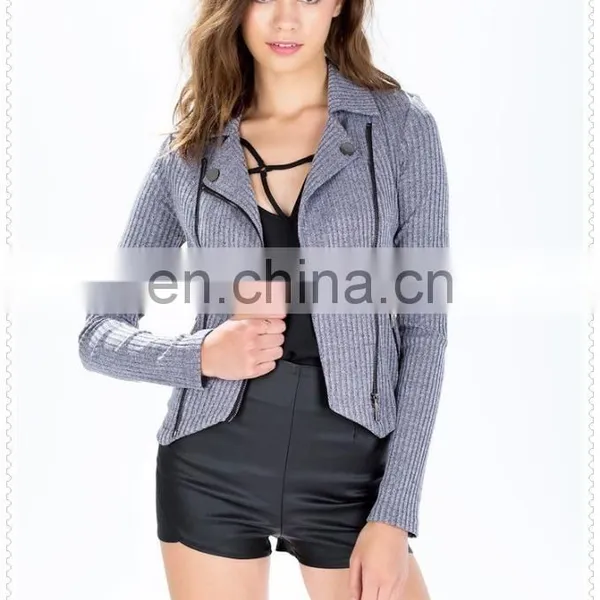 Long Sleeve Decorative Zip Pocket New Style Jacket for Women Wholesale photo-2