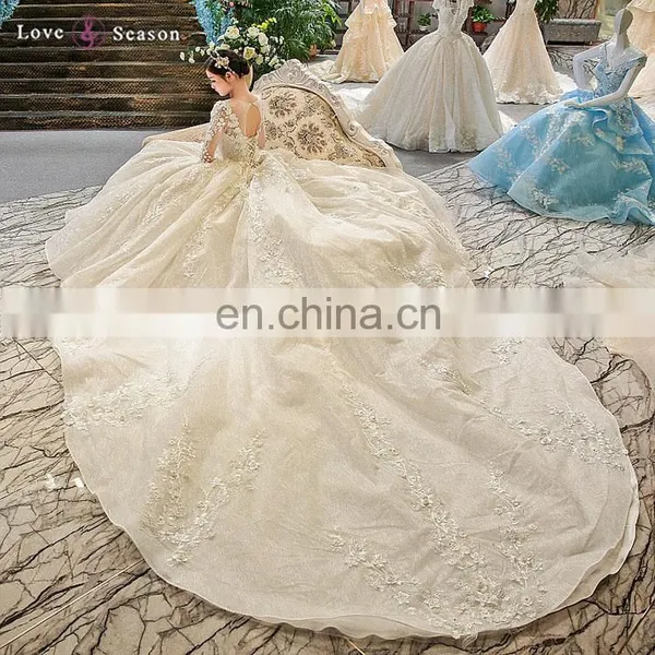 LS00404 Beaded Indian Wedding Dress for Pregnant Women Wedding Dress With Sleeve photo-2