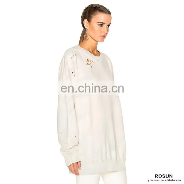 Pullover Crew Neck Destoryed Plus Oversized Knit Jumper photo-4