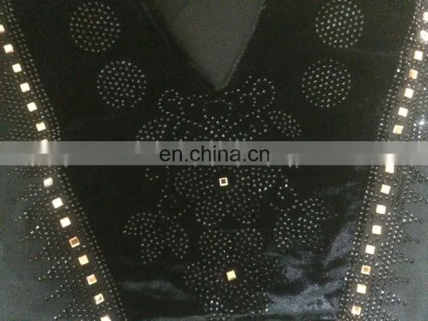 Black Colour Lycra Burkha With Black & Golden Diamond Stone Work / Embroidery Burkha For Casual Wear (dubai Abaya 2017) photo-2