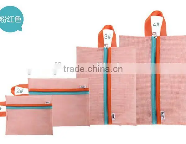 Good Bag 4 Pcs/set Portable Handle Mesh Travel Pouch Tote Bag Packable Zipper Toiletry Tote Underwear Organizer Storage Bag photo-5