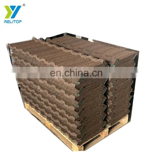 Nosen Type Chesunut Color Stone Coated Steel Roof Tile 0.3mm To 0.5mm Metal Roofing Sheet photo-2