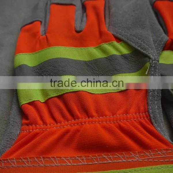 10.5"AB Grade Cow Split Leather Working Gloves, Reflective Leather Safety Gloves, Larbor Gloves, Garden Gloves photo-4