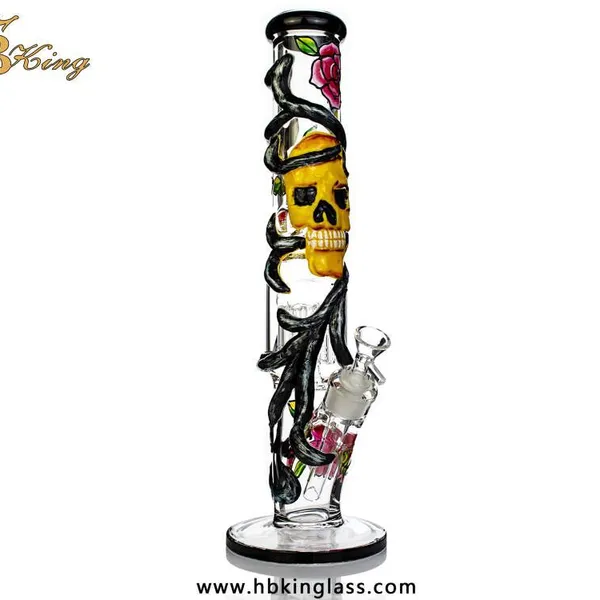 16inch Straight 3D Skull Design High Quanlity Bongs photo-2