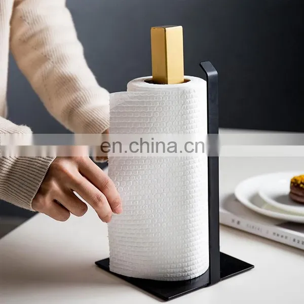 Modern Gold Black Bathroom Kitchen Table Paper Roll Standing Paper Towel Holder