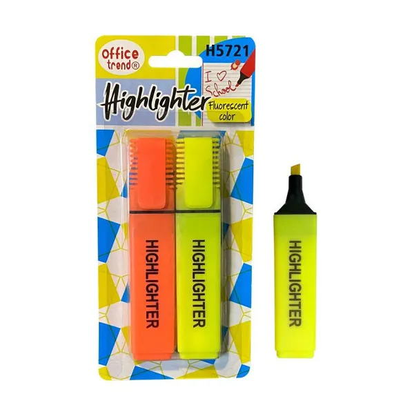 Suppliers Custom Kids Highlighter Pen Square Shape 2 Colors Mini High Lighter Marker Pen for School