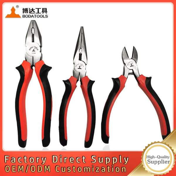 BODA Industrial-grade Steel Wire Pliers, 6 Inches and 8 Inches Pointed Pliers Beveled Pliers Support OEM Customization