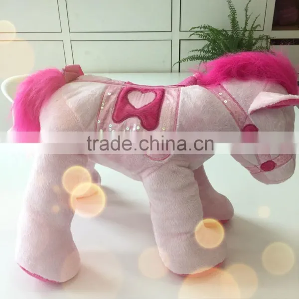 Wholesale Colorful Plush Stuffed Horse Toy Bag With Fancy Bridle and Saddle for Girl Gift photo-4