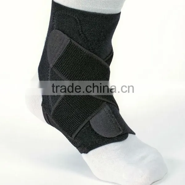Black Adjustable Neoprene Fabric Waterproof Sport Ankle Brace