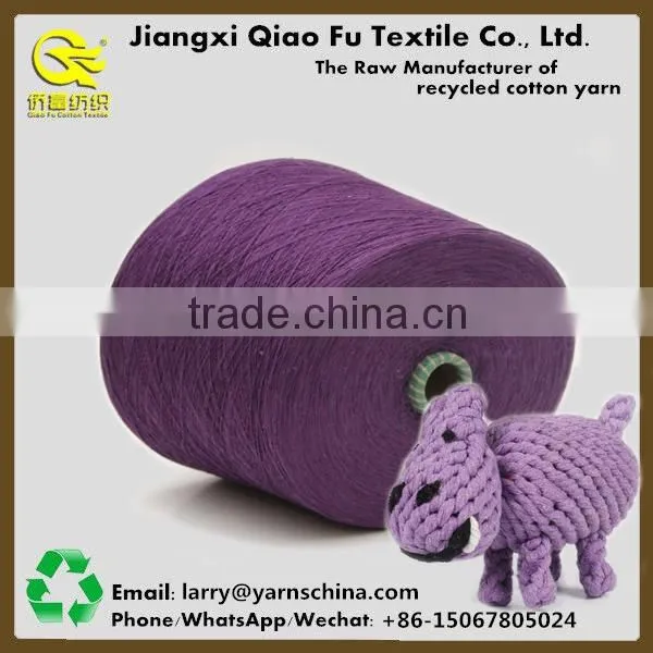 Yellow/Purple Color OE Recycled/Regenerated Yarn, Cotton/Polyester Blended Yarn, TC Pet Toys Yarn photo-4