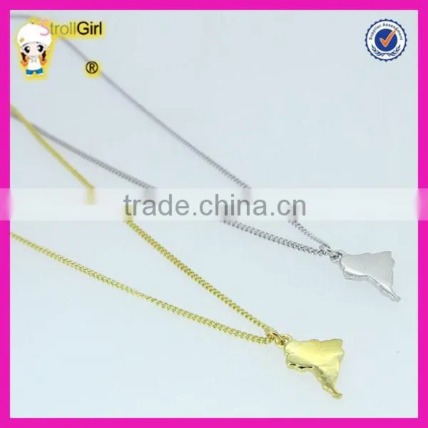 14K Gold Plated Silver Map Necklace, South America Map Pendant Necklace Wholesale photo-6