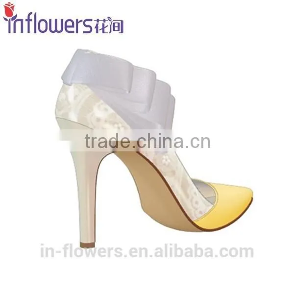 Genuine Leather Pointed Toe Fashion Design Ladies High Heel Shoes With Bowtie Back photo-3