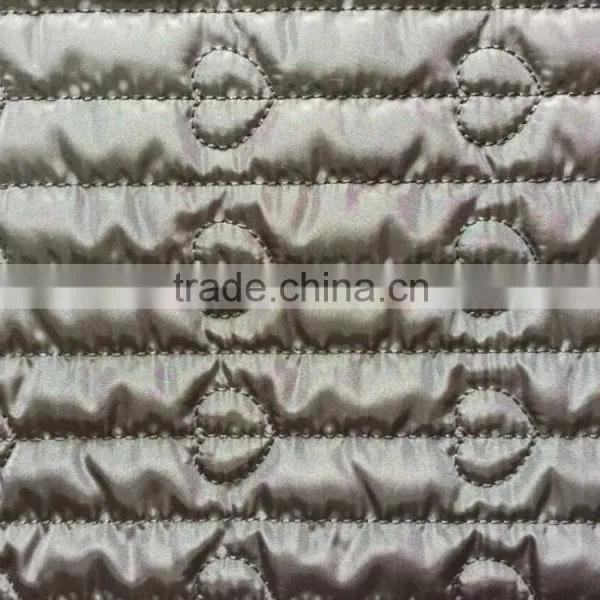 Polyester Stripe With Fashion Embroidered Padded Quilting Fabric