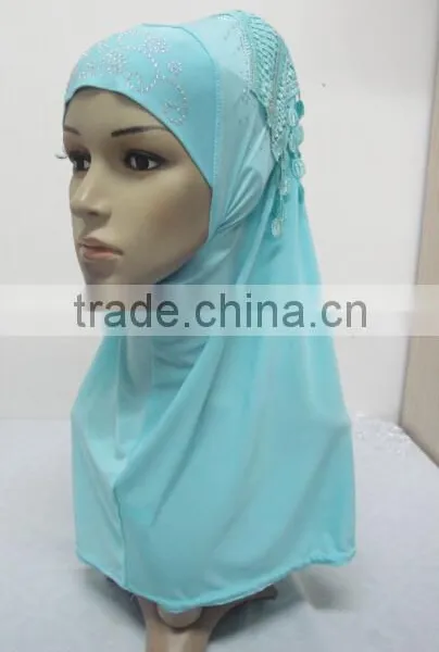 H310 Latest Instant Hijab With Lace and Rhinestones,muslim Scarf photo-2