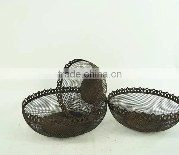 Antique French Round Decorative Wire Basket photo-2