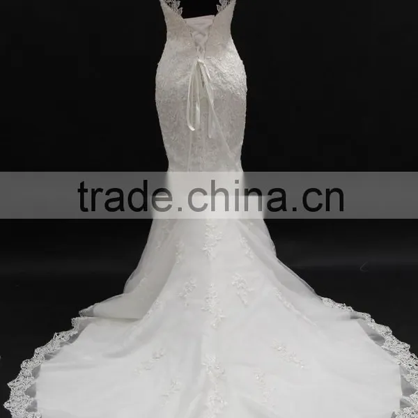 Real Factory Product! Venice Lace Flower With Delicated Beading Mermaid Wedding Dress photo-6