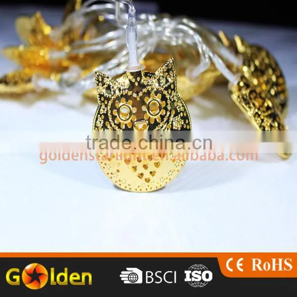 12 Solar Powered Christmas Holiday Led Owl Golden Outdoor String Lighting