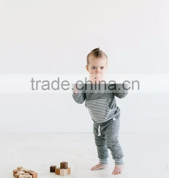 (CP609#grey) Children Casual Cotton Pants With Striped in the Waist and Foot for Baby Pants photo-3