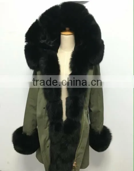 Parka Jacket With Fox Fur Hood Collar and Faux Fur Lining photo-4