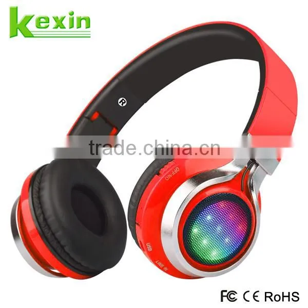 Wholesale 40MM Speaker Stereo Foldable Wireless Headphone Bluetooth With LED Light