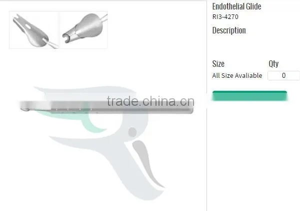 Giannetti Nucleus Captuer Spoon, Paton Spatula & Spoon, Endothelial Glide funnel-shaped spatula cut-out notch at tip