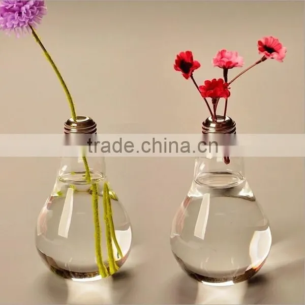 Lamp Bulb Shape Glass Vases for Home Decoration photo-3