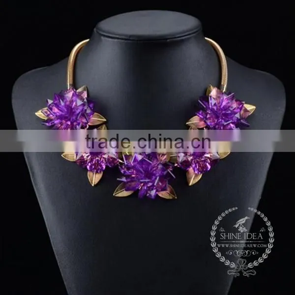 High Quality Crystal Flower Chunky Statement Necklace Tin Alloy Fashion Women Pendant Necklace 6390074 photo-3