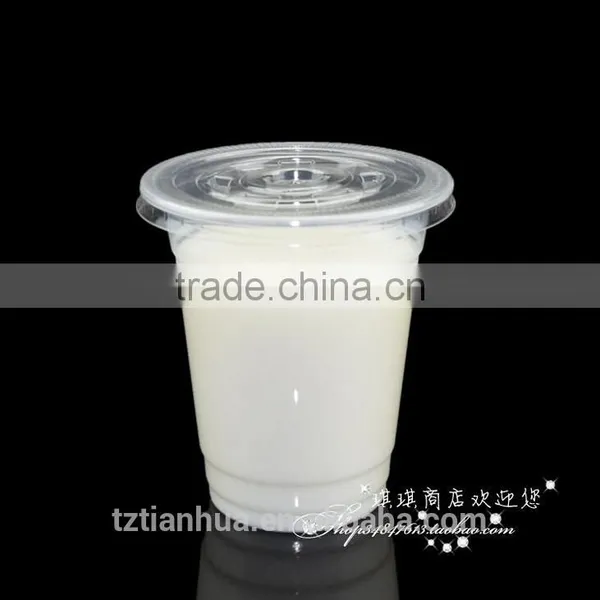9.5cm China Customized Disposable Plastic PS Milk Cup Flat Lid photo-3