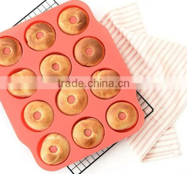 12 Cavity Silicone Donut Mold, Silicone Donut Pan photo-2