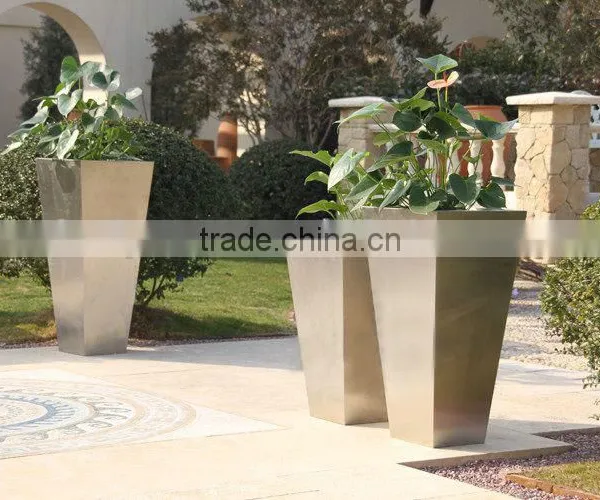 FO-9010 Tapered Square Stainless Steel Plant Pots photo-3