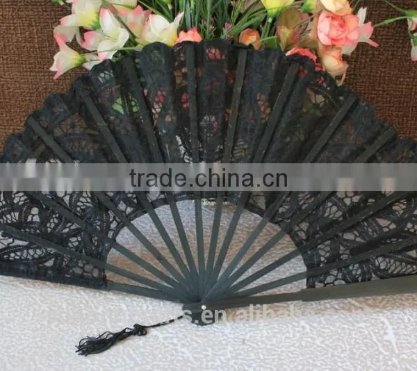 Black Color Lace Wedding Fan photo-2