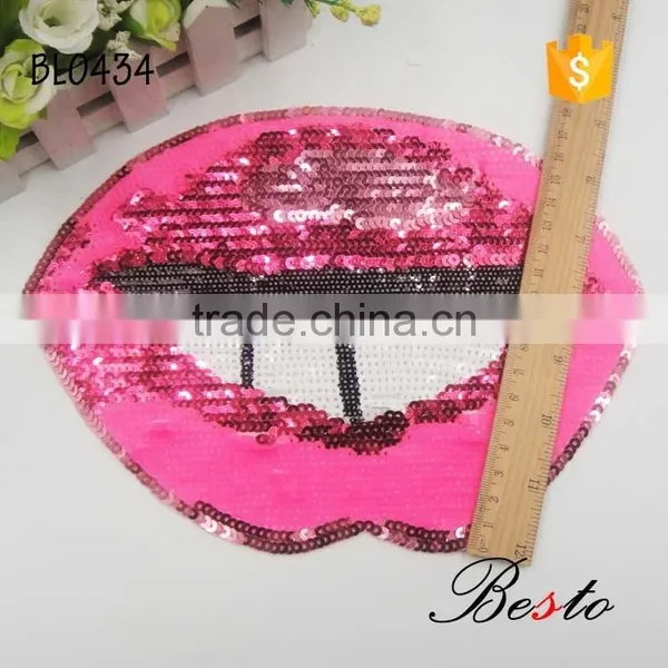 Unique Sexy Pink Lip Sequin Appliques for Kids Clothing photo-3