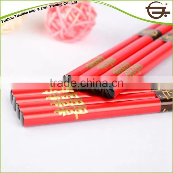 Red Organic Wood Wedding Chopstick Gift In Chinese photo-3